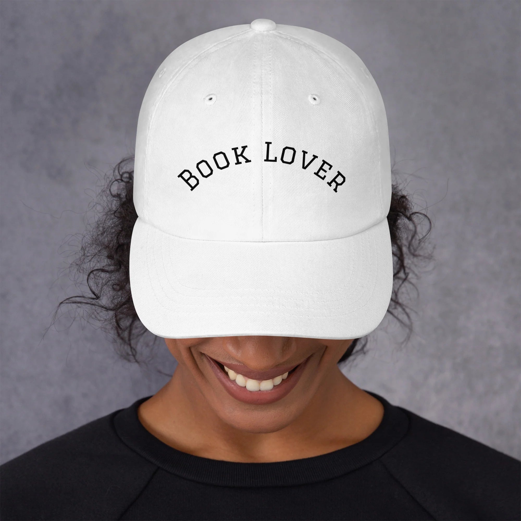 BOOK LOVER | White Hat, Black Embroidery