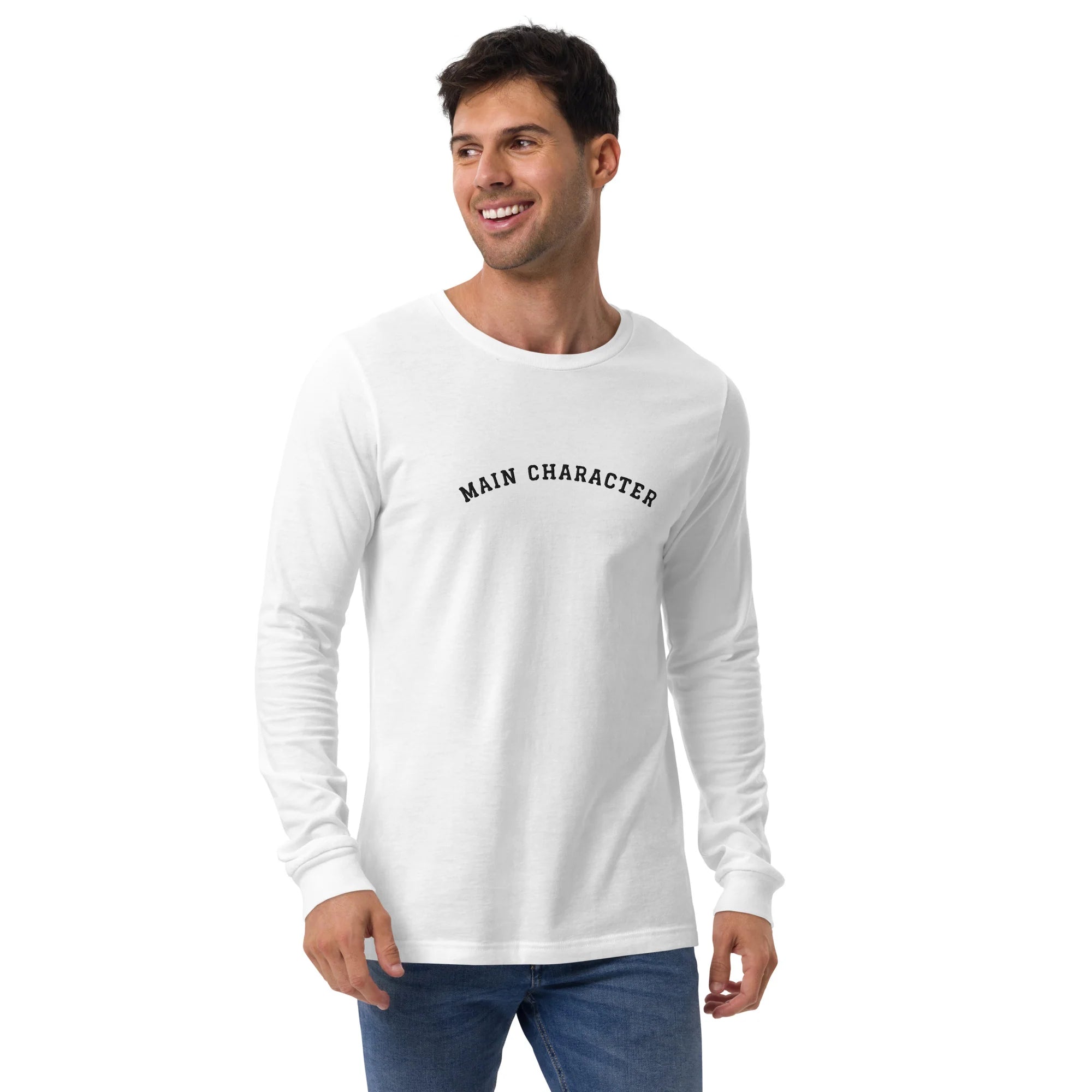 MAIN CHARACTER | White Long Sleeve, Black Embroidery