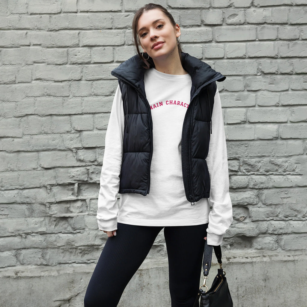 MAIN CHARACTER | White Long Sleeve, Pink Embroidery