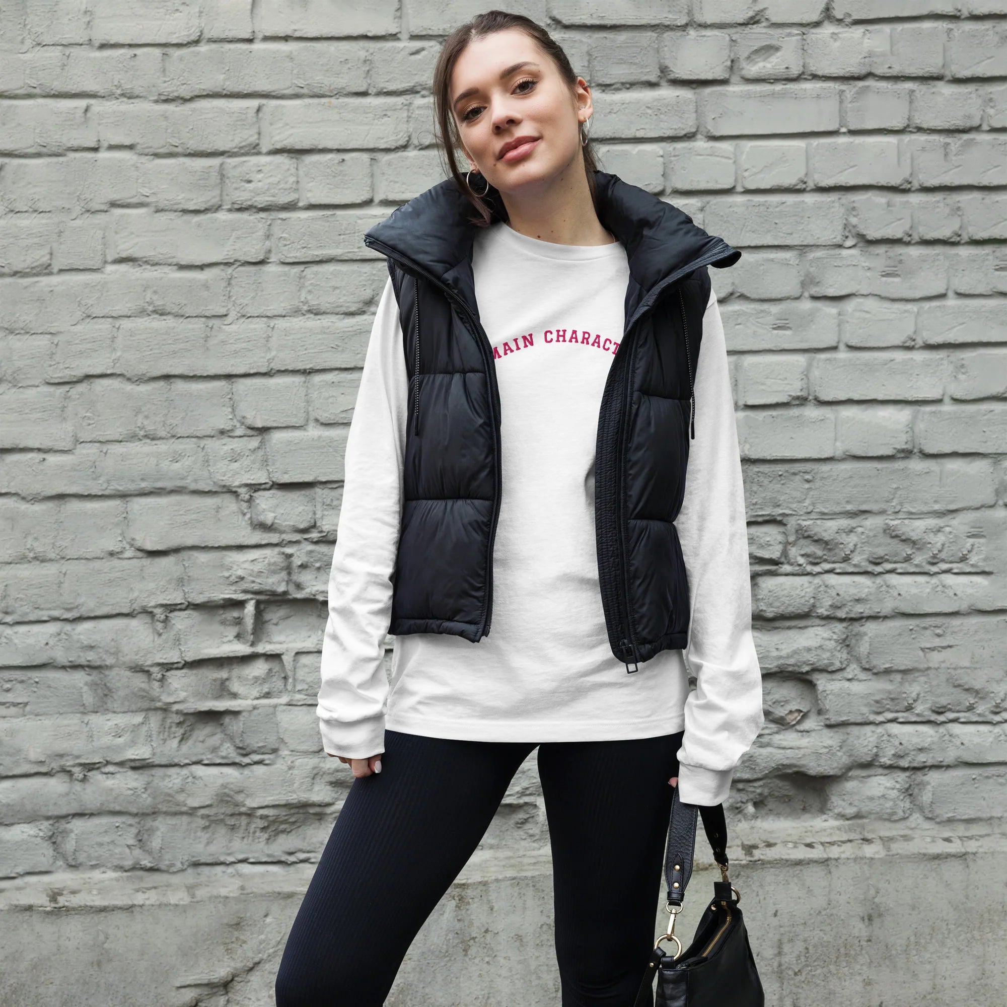 MAIN CHARACTER | White Long Sleeve, Pink Embroidery
