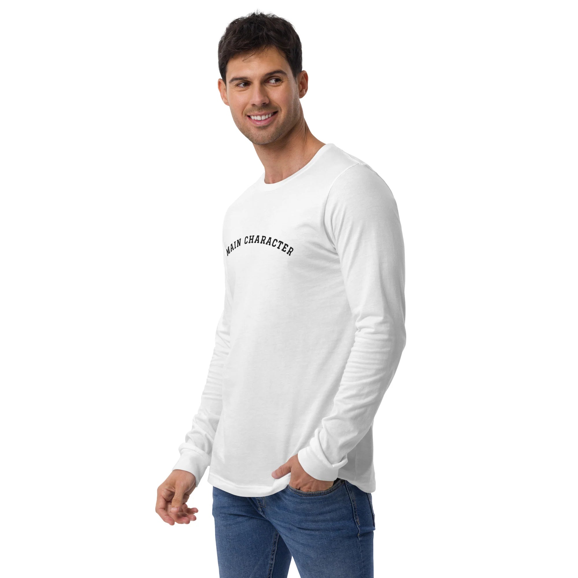 MAIN CHARACTER | White Long Sleeve, Black Embroidery