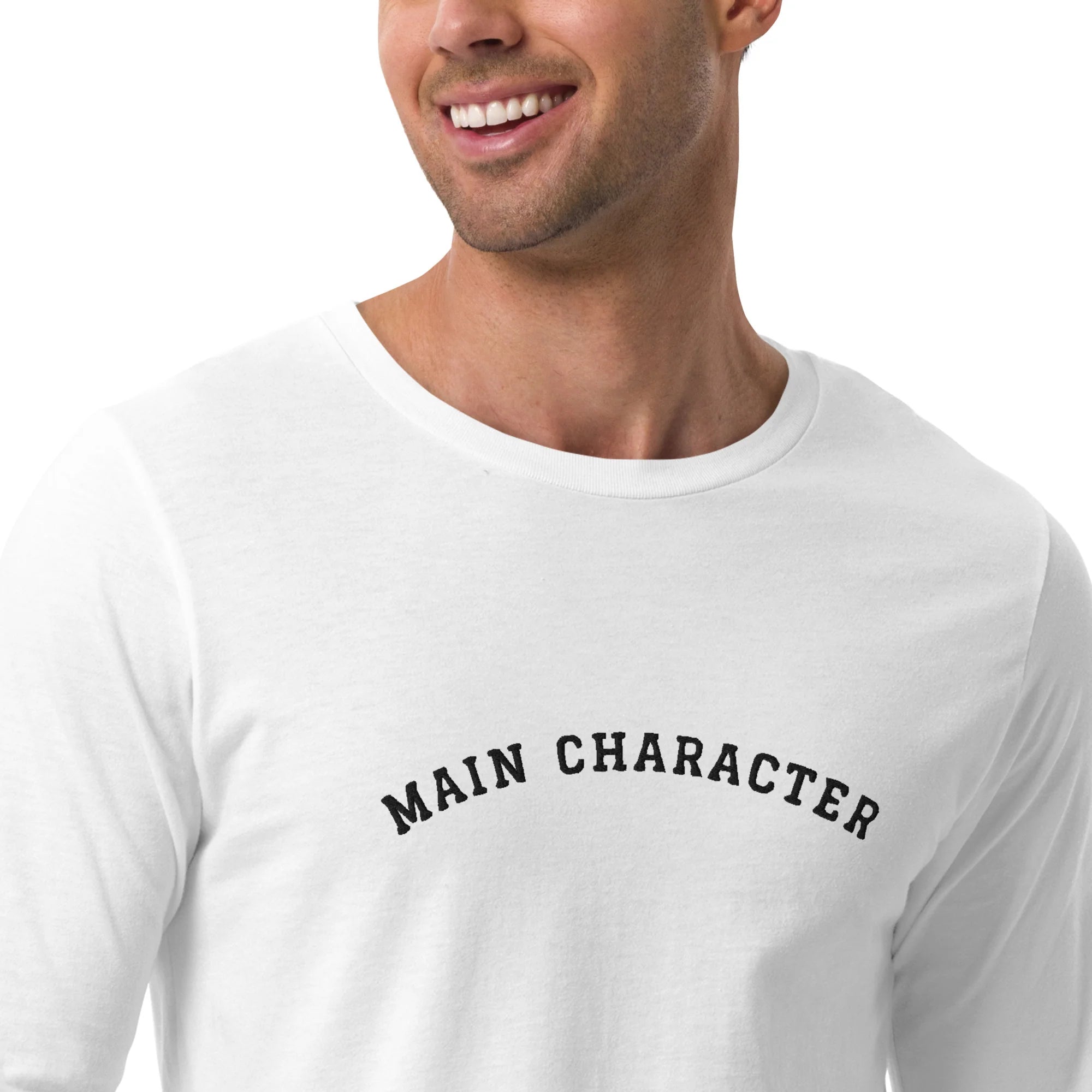 MAIN CHARACTER | White Long Sleeve, Black Embroidery